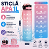 Sticla portabila de apa, Pai incorporat, Ergonomica, Gradata Motivational, Maner practic, Deschidere larga, 1L, Multicolor