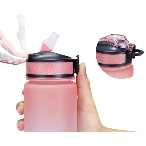 Sticla portabila de apa, Pai incorporat, Ergonomica, Gradata Motivational, Maner practic, Deschidere larga, 1L, Multicolor