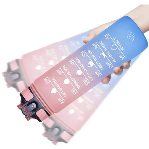 Sticla portabila de apa, Pai incorporat, Ergonomica, Gradata Motivational, Maner practic, Deschidere larga, 1L, Multicolor