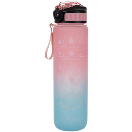 Sticla portabila de apa, Pai incorporat, Ergonomica, Gradata Motivational, Maner practic, Deschidere larga, 1L, Multicolor