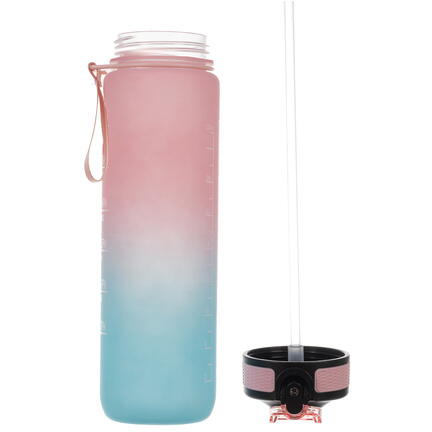Sticla portabila de apa, Pai incorporat, Ergonomica, Gradata Motivational, Maner practic, Deschidere larga, 1L, Multicolor