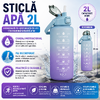 Sticla portabila de apa, Pai incorporat, Ergonomica, Gradata Motivational, Maner practic, Deschidere larga, 2L, Multicolor