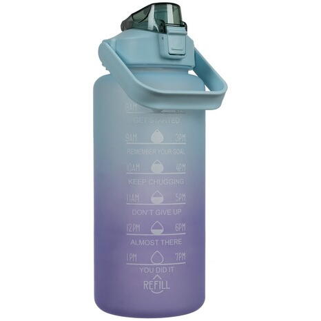 Sticla portabila de apa, Pai incorporat, Ergonomica, Gradata Motivational, Maner practic, Deschidere larga, 2L, Multicolor