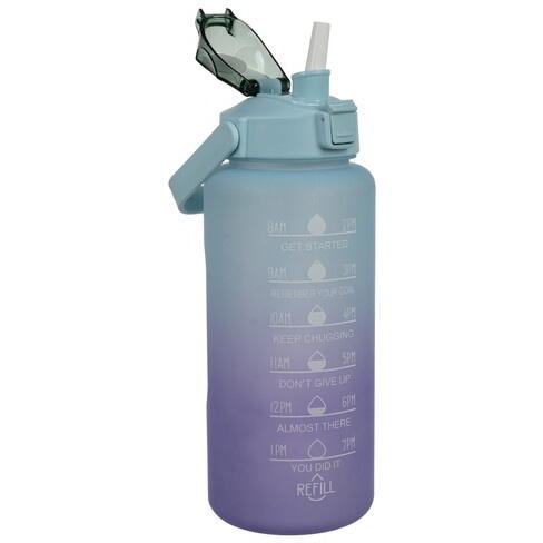 Sticla portabila de apa, Pai incorporat, Ergonomica, Gradata Motivational, Maner practic, Deschidere larga, 2L, Multicolor