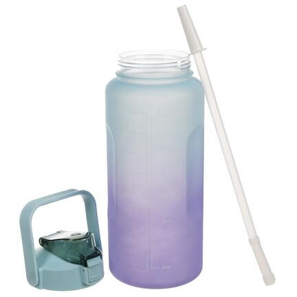 Sticla portabila de apa, Pai incorporat, Ergonomica, Gradata Motivational, Maner practic, Deschidere larga, 2L, Multicolor