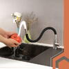 Baterie flexibila pentru chiuveta bucatarie, Rotire 360 grade, Inaltime reglabila, Silicon, Otel, PVC