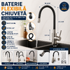 Baterie flexibila pentru chiuveta bucatarie, Rotire 360 grade, Inaltime reglabila, Silicon, Otel, PVC