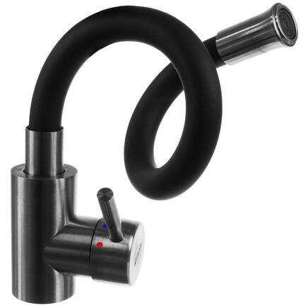 Baterie flexibila pentru chiuveta bucatarie, Rotire 360 grade, Inaltime reglabila, Silicon, Otel, PVC