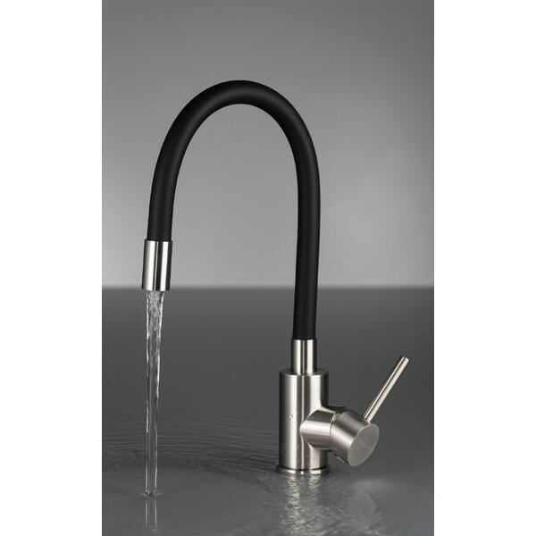 Baterie flexibila pentru chiuveta bucatarie, Rotire 360 grade, Inaltime reglabila, Silicon, Otel, PVC