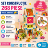 Set constructie din lemn cu 268 piese pentru copii, Micul Arhitect, Educativ si interactiv