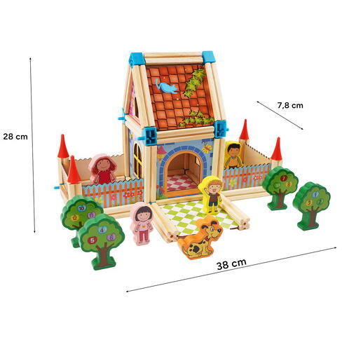 Set constructie din lemn cu 268 piese pentru copii, Micul Arhitect, Educativ si interactiv