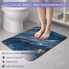 Covoras de baie antiderapant, Absorbant, Uscare rapida, Din spuma poliuretanica si microfibra moale, Covor modern pentru dus, Cada, Lavoar sau toaleta, Albastru, 80 x 50 cm