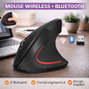 Mouse Ergonomic, Mouse Vertical Wireless Bluetooth (Bt 5.0 + Bt 3.0 + 2.4G), 3 Niveluri De Ajustare Pana La 1200 Dpi, Mouse Wireless Optic Silentios Pentru Laptop/Pc/Mac/Tableta/Ipad (Win/Android/Ios), 6 Butoane