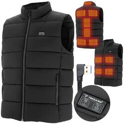 Vesta incalzita cu 3 setari de caldura, 11 incalzitoare si conexiune USB la baterie externa, Unisex, Marime L, Negru