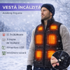 Vesta incalzita cu 3 setari de caldura, 11 incalzitoare si conexiune USB la baterie externa, Unisex, Marime XL, Negru