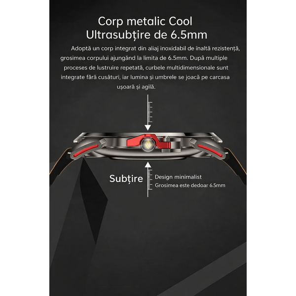 SmartWatch cu Meniu Ro, Apel Bluetooth, Ritm Cardiac, Nivel Oxigen, Calculator, Calendar, Vreme, Moduri Sport, Calorii, Alarma S874