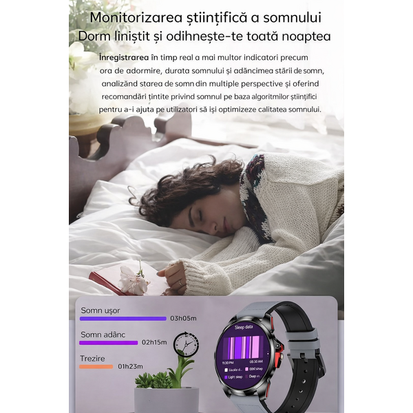 SmartWatch cu Meniu Ro, Apel Bluetooth, Ritm Cardiac, Nivel Oxigen, Calculator, Calendar, Vreme, Moduri Sport, Calorii, Alarma S874