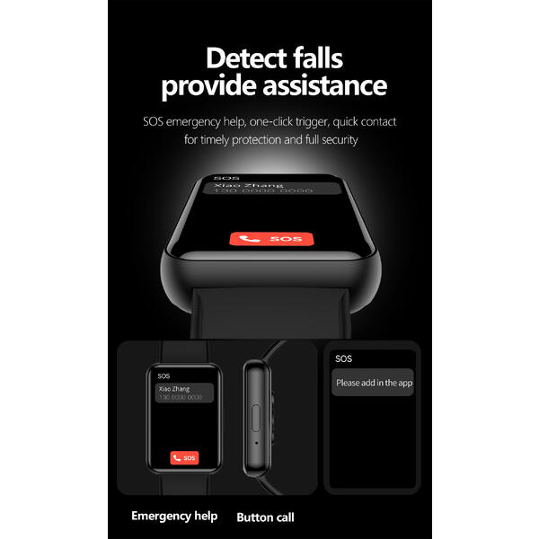 SmartWatch tip Bratara cu Apel Bluetooth, Ritm Cardiac, Nivel Oxigen, Calculator, Numar SOS, Calendar, Monitorizare Somn S878