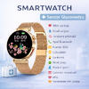 SmartWatch cu Senzor Glucometru, BIA, Ritm Cardiac, Nivel Oxigen, Tensiune Arteriala, EKG, Temperatura Corporala, Apel Bluetooth, SOS, Calculator, Ciclu Menstrual S879