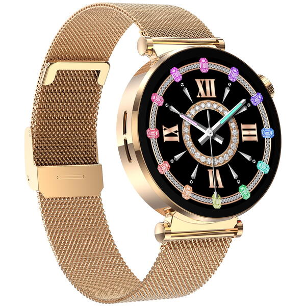 SmartWatch cu Senzor Glucometru, BIA, Ritm Cardiac, Nivel Oxigen, Tensiune Arteriala, EKG, Temperatura Corporala, Apel Bluetooth, SOS, Calculator, Ciclu Menstrual S879