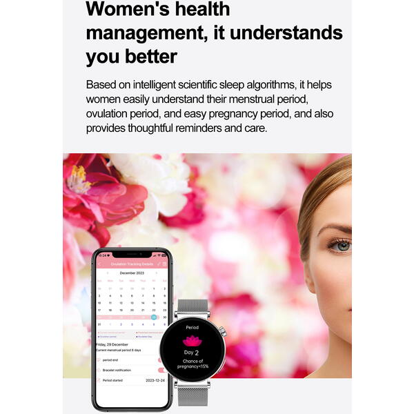 SmartWatch cu Senzor Glucometru, BIA, Ritm Cardiac, Nivel Oxigen, Tensiune Arteriala, EKG, Temperatura Corporala, Apel Bluetooth, SOS, Calculator, Ciclu Menstrual S880