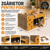 Zgarietor pentru pisici, Tip pat, 2 niveluri, din lemn, cu jucarie suspendata, spatiu mare
