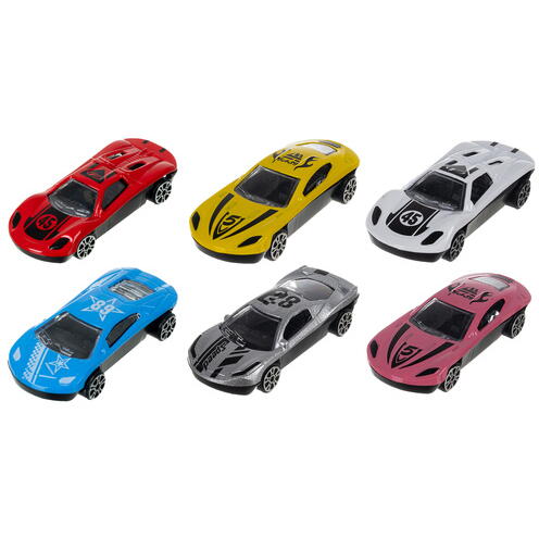 Set de joaca, Camion cu Masinute, Mega transportator de 6 masini, Echipament cu 3 platforme, 30x11.5x7 cm