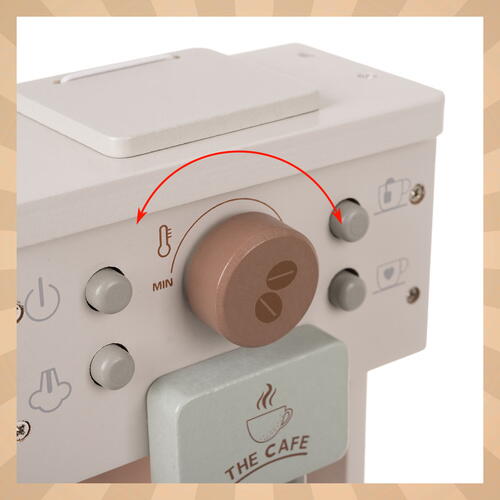 Aparat de cafea de jucarie, Espressor Pentru Copii, Montessori Café Junior,  2 Cani, Cutie lapte, Capsule cafea, Lemn