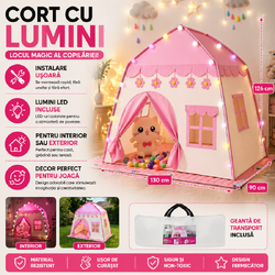 Cort pentru copii cu LED, 126x130x90cm, 20 lumini, multicolor