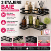 1+1 GRATIS Etajere de Dus, Montaj Colt, din Otel Inoxidabil, Organizator Baie cu Montare Usoara fara Gaurire, Design Modern, Negru