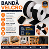 Banda velcro adeziva, Banda cu scai si adeziv, Reutilizabila, Latime 5 cm, Lungime 5 m, Alb