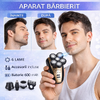 Aparat fara fir de ras, barbierit si tuns, 6 lame, 3 capete interschimbabile, 5 accesorii, IPX6, 600 mAh, USB, 9 x 7.5 x 8 cm, Negru