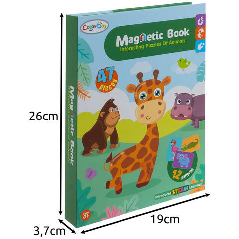 Carte tip Puzzle Magnetic , Set 47 magneti, 6 Cartonase Duble, Tema Animale