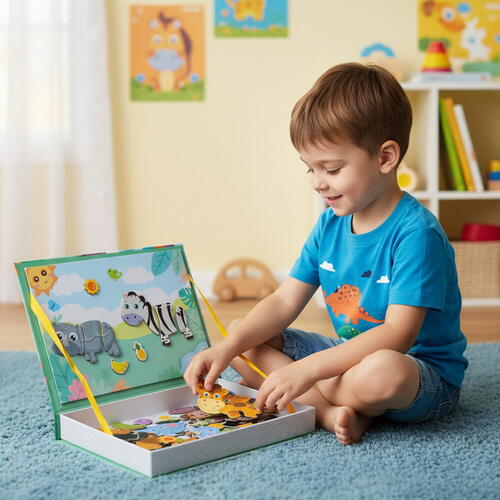 Carte tip Puzzle Magnetic , Set 47 magneti, 6 Cartonase Duble, Tema Animale