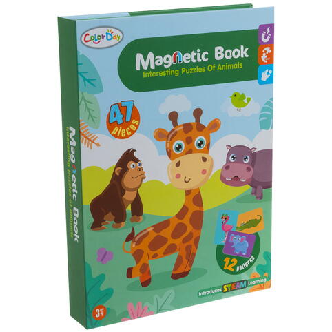 Carte tip Puzzle Magnetic , Set 47 magneti, 6 Cartonase Duble, Tema Animale