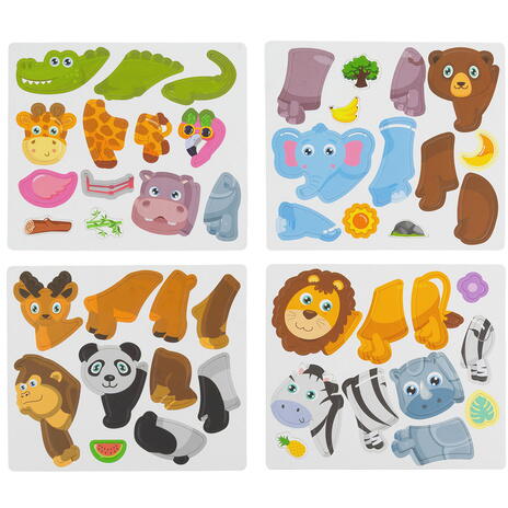 Carte tip Puzzle Magnetic , Set 47 magneti, 6 Cartonase Duble, Tema Animale