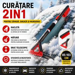 Racleta Auto Telescopica ,Lungime Reglabila de la 86 la 103 cm, Eficineta si Rezistenta, Razuitoare Detasabila, Prietenos cu Vopseaua Masinii, Negru/Rosu