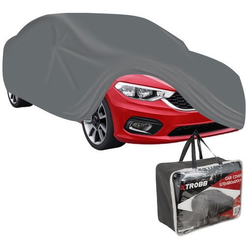 Husa Auto Mare Rezistenta la Razele UV, 572x180x120cm, Nu Ingheata pe Caroserie, Margini Duble Intarite, Benzi Elastice Cusute in Fata si in Spate care va Permit sa Fixati Husa de Bara de Protectie, Set cu Geanta, Gri