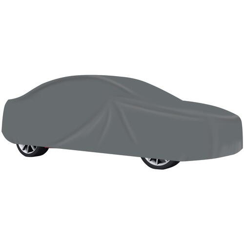 Husa Auto Mare Rezistenta la Razele UV, 572x180x120cm, Nu Ingheata pe Caroserie, Margini Duble Intarite, Benzi Elastice Cusute in Fata si in Spate care va Permit sa Fixati Husa de Bara de Protectie, Set cu Geanta, Gri