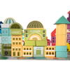 Joc cuburi lemn Oras colorat, 100 piese de construit, Dezvoltare motrica si inteligenta copii