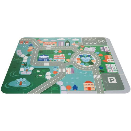 Joc cuburi lemn Oras colorat, 100 piese de construit, Dezvoltare motrica si inteligenta copii