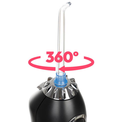 Irigator bucal profesional portabil, 5 moduri, 8 duze, 300 ml, 2500 mAh, IPX7, pentru dinti, gingii, limba si nas, Negru