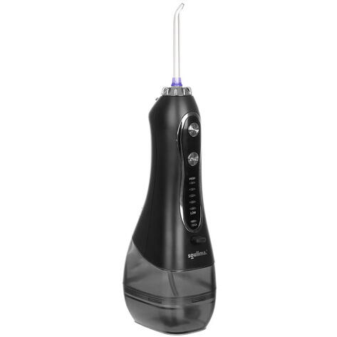 Irigator bucal profesional portabil, 5 moduri, 8 duze, 300 ml, 2500 mAh, IPX7, pentru dinti, gingii, limba si nas, Negru