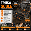 BIGSTREN Trusa de 1000 scule XXL tip troler, Otel Crom-Vanadiu, 4 Organizatoare Detasabile, Manere Antiderapante, Varfuri Magnetice, 50 x 37 x 20 cm