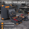 Trusa de 1000 scule XXL tip troler, Otel Crom-Vanadiu, 4 Organizatoare Detasabile, Manere Antiderapante, Varfuri Magnetice, 50 x 37 x 20 cm