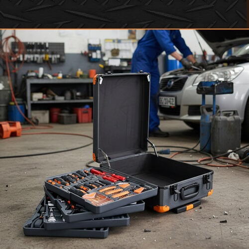 Trusa de 1000 scule XXL tip troler, Otel Crom-Vanadiu, 4 Organizatoare Detasabile, Manere Antiderapante, Varfuri Magnetice, 50 x 37 x 20 cm