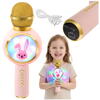 Microfon de karaoke pentru copii, Model Iepuras, Compatibil Bluetooth, Silentios, Fara fir, Roz