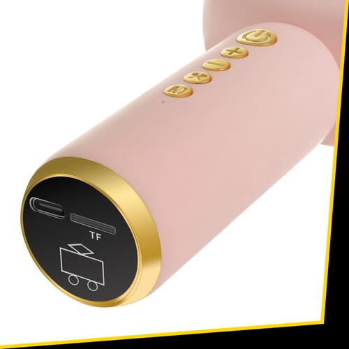 Microfon de karaoke pentru copii, Model Iepuras, Compatibil Bluetooth, Silentios, Fara fir, Roz