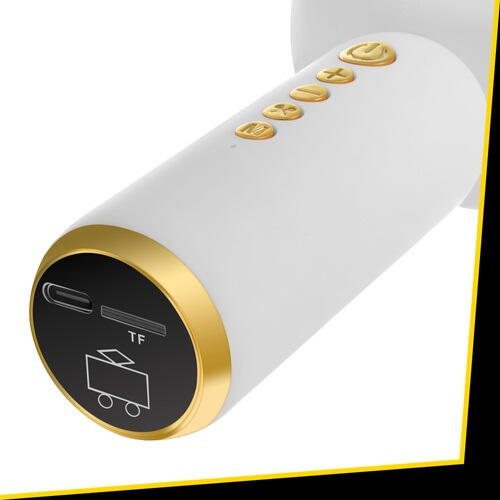 Microfon de karaoke pentru copii, Model Iepuras, Compatibil Bluetooth, Silentios, Fara fir, Alb