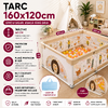 Tarc de joaca pentru copii, centru de activitati, interior si exterior, cu plasa de protectie si usa, bile incluse, protectie bare, XL 120x160cm Multicolor